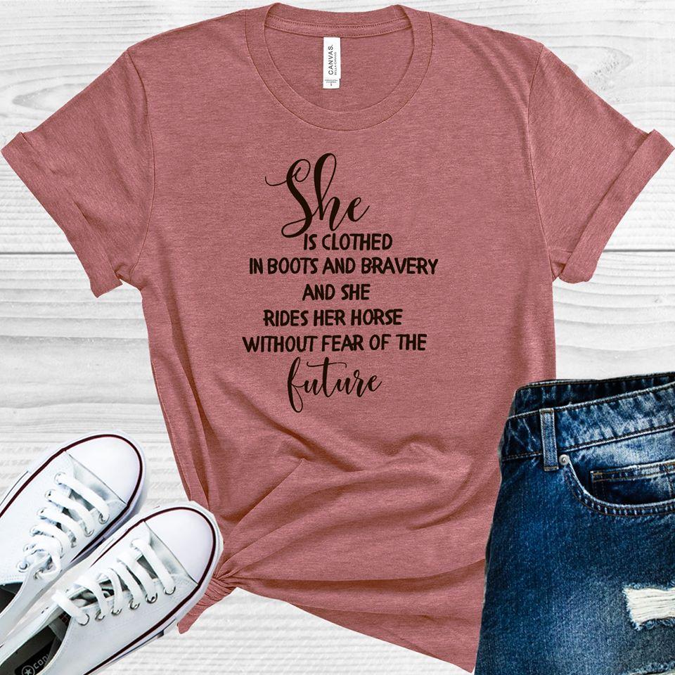 She is Clothed in Boots & Bravery and Rides Her Horse product image 1