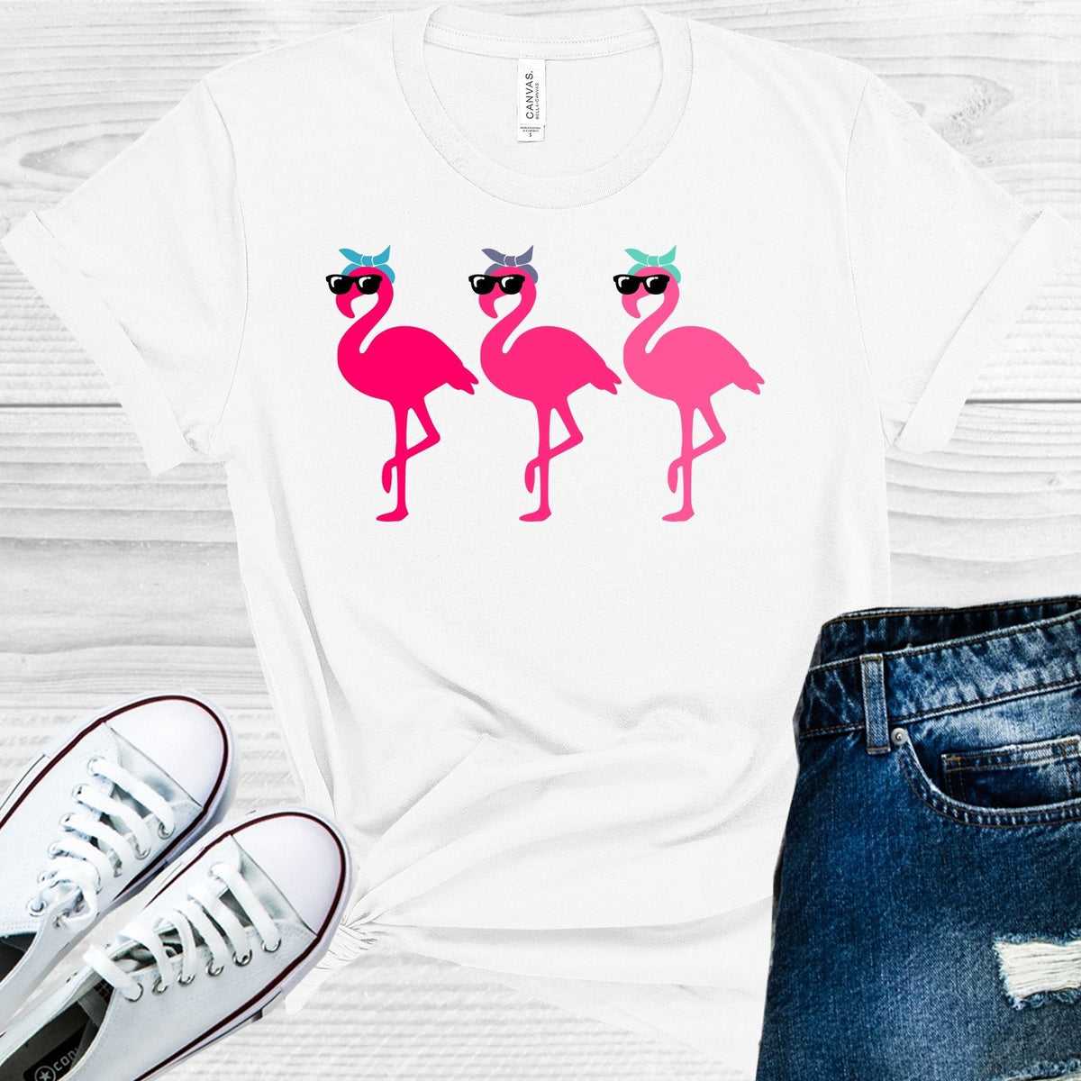 Flamingos in Sunglasses Graphic Tee product image 1