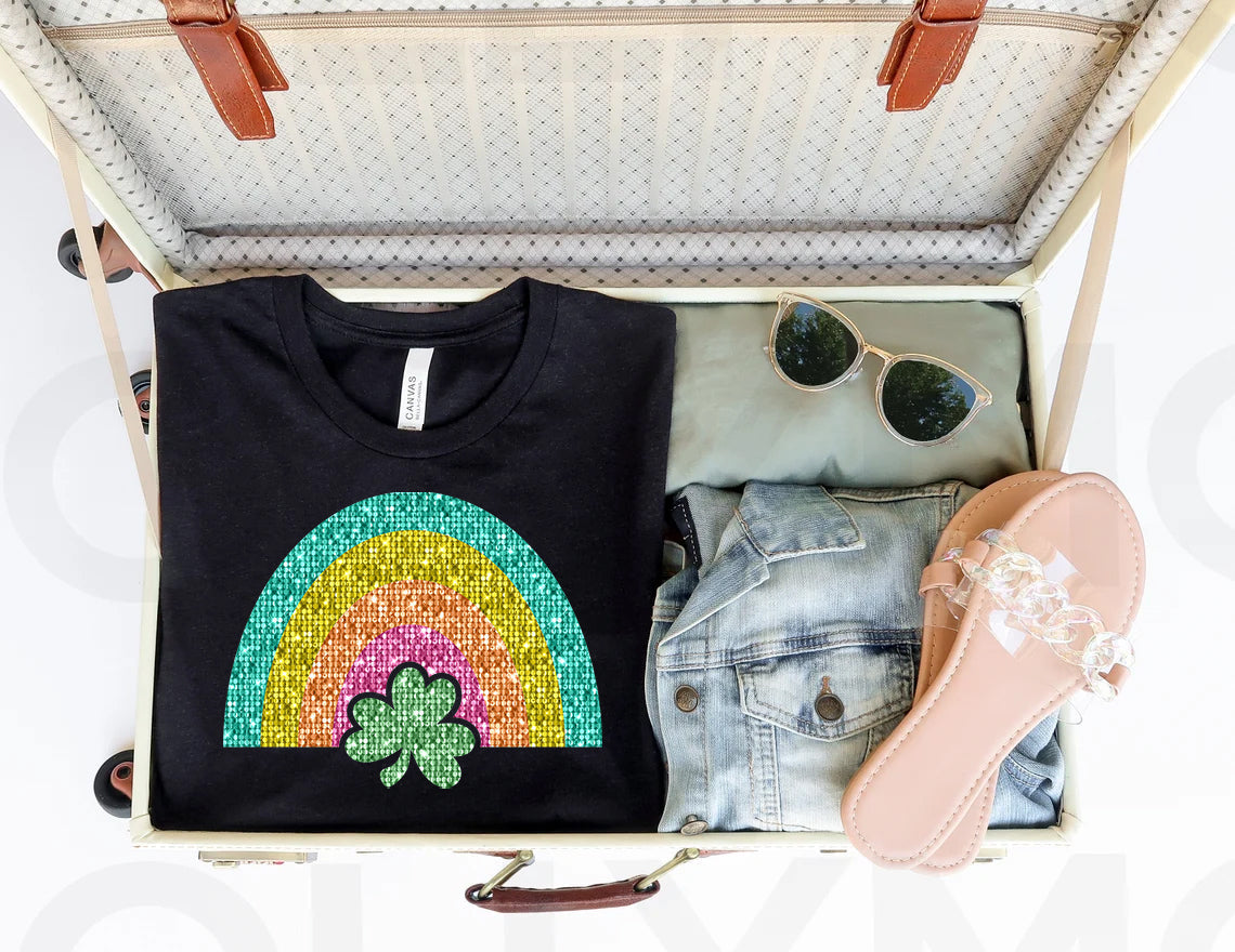 Faux Glitter Rainbow Graphic Tee product image 1
